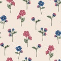 Floral Blooms seamless pattern with editable vector