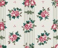 Rose flora print on pin stripe spring summer decorative prints