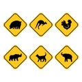 Warning road sign of animal crossing Royalty Free Stock Photo