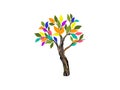 Abstract tree with colorful leaves hand drawn Royalty Free Stock Photo