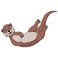 Cute little otter cartoon posing