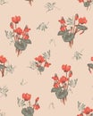 Artistic hand draw natural look floral seamless vector pattern and wallpaper