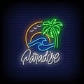 Paradise Neon Signs Style Text Vector