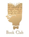 Book club logotype template with smart boy head