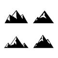 Mountain icon set. Mountains black silhouette collection. Royalty Free Stock Photo