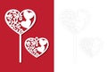 Heart topper and heart with eyelet for laser cut. Vector.