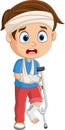 Cartoon little boy with broken arm and leg Royalty Free Stock Photo