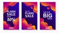 Set of fire banners with papercut design for social media stories promotion Royalty Free Stock Photo