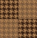Brown houndstooth pattern patchwork fabric swatch