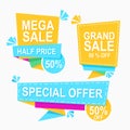 Special offer sale banner promotion with origami flat design concept for promotion