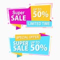 Set of colorful sale labels promotion with abstract shape origami Royalty Free Stock Photo