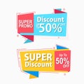 Set of colorful origami flat sale banners promotion and advertisement