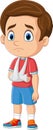 Cartoon little boy with broken arm Royalty Free Stock Photo