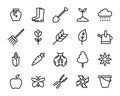set of gardening icon design element. minimalist line art stroke vector illustration.