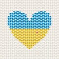 Heart shaped Ukrainian Flag filled with little hearts. Love Ukraine. Pray for Ukraine