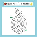 Fruit maze puzzle worksheet vecteur