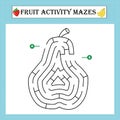 Fruit maze puzzle worksheet vecteur