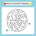 Fruit maze puzzle worksheet vecteur