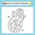 Fruit maze puzzle worksheet vecteur