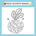 Fruit maze puzzle worksheet vecteur