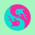 fish yin yang symbol. blue and pink. simple, flat and clean style Royalty Free Stock Photo