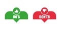 Do and Don`t or Like and Unlike Icons with Positive and Negative Symbols Royalty Free Stock Photo