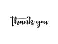 Thank You Lettering Black Text Handwriting Calligraphy with Shadow isolated on White Background. Greeting Card Vector Illustration Royalty Free Stock Photo
