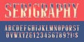 Serigraphy alphabet font. Messy dotted letters, numbers and symbols.