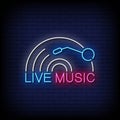 Live Music Neon Signs Style Text Vector Royalty Free Stock Photo