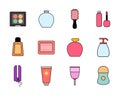 Set of beauty cosmetic icon design. cute beauty stuff for woman Royalty Free Stock Photo