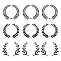 Laurel Wreath Flora theme on a white background set Royalty Free Stock Photo