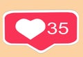 Social media with thirty five hearts