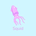 purple cute squid cartoon illustration Royalty Free Stock Photo