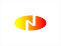 N letter in orange ellipse logo template