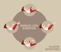 Pilates Moves Exercises Single-Leg Stretch Cute Cartoon Vector Illustration Royalty Free Stock Photo