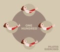 Pilates Moves Exercises One Hundred Cute Cartoon Vector Illustration