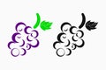 unique grape icon. green, purple and black. stylish, outline and fresh