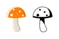 mushroom icon. simple, line and cortoon style