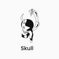 skull illustration. black and white. silhouette and line style Royalty Free Stock Photo