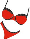 Clip art of women\'s underwear in red tones Royalty Free Stock Photo