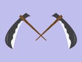 Double Axe isolated on purple vector illustration Royalty Free Stock Photo