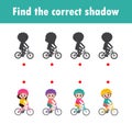 Find the correct shadow. Educational game for children, Shadow Matching Game for kids, Visual game for kid. Connect the dots