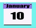 January day calendar blue background and black letters