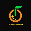 Power and Orange Logo Concept. Fruit, Unique, Flat, Modern and Outline Logotype