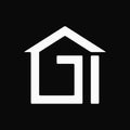 Letter GI and House Logo Concept. Abstract, Monogram, Outline, Flat, Simple and Clean Logotype