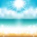 Sun shining in the Sky on a Hot Summer Day above the Sea Royalty Free Stock Photo