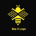 Honey Bee and Letter X Logo Concept. Monogram, Simple, Flat, Insect Modern and Clean Logotype