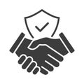 Handshake and shield icon. Royalty Free Stock Photo