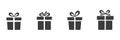 Gift boxes icons set. Black presents with bows collection. Royalty Free Stock Photo