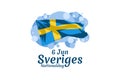 Translation: June 6, National Day. Happy Sweden National Day Royalty Free Stock Photo